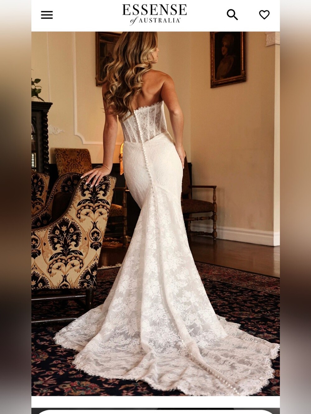 Essense of Australia Strapless Lace Mermaid Wedding Dress - Ivory